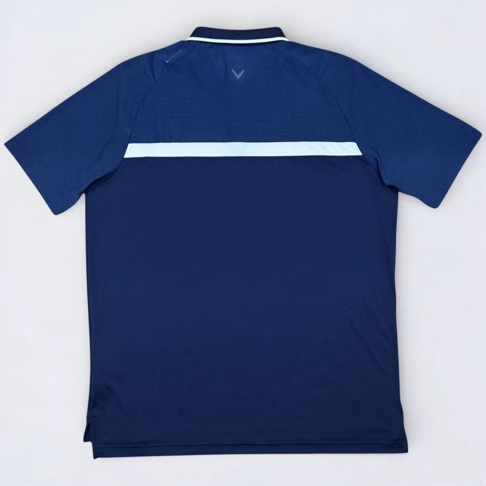 Callaway Polo Shirt Men's Large Blue Opti Dry Performance Stretch Golf Preppy